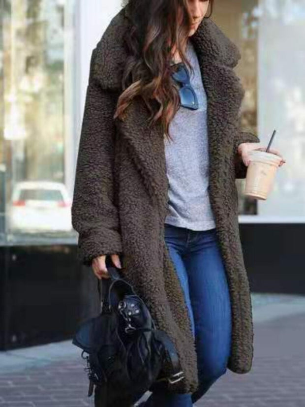 Women's Long Teddy Coat in Plush Fleece - Warm Winter Coat for Women, Flattering Silhouette, Ideal for Casual Outings and Layering 3