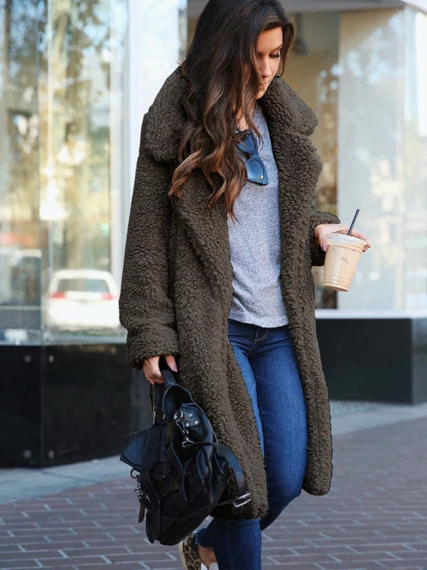 Women's Long Teddy Coat in Plush Fleece - Warm Winter Coat for Women, Flattering Silhouette, Ideal for Casual Outings and Layering 4