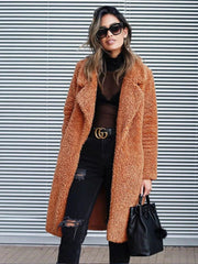 Women's Long Teddy Coat in Plush Fleece - Warm Winter Coat for Women, Flattering Silhouette, Ideal for Casual Outings and Layering 7