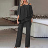 Women's Loungewear Set Cold Shoulder Black Size M Polyester Two Piece Set 0