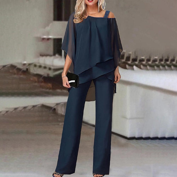 Women's Loungewear Set Cold Shoulder Black Size M Polyester Two Piece Set 5