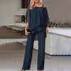 Women's Loungewear Set Cold Shoulder Black Size M Polyester Two Piece Set 6
