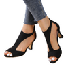 Women's Orthopedic Sandals in Black – Comfortable Elevated Heel Design, Sizes 36-42