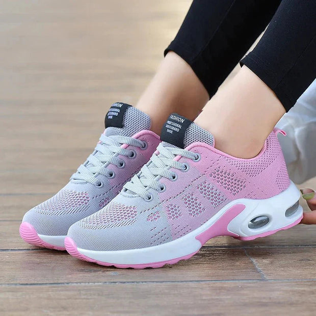 Women's Orthopedic Sneakers - Breathable White Walking Shoes with Cushioned Sole