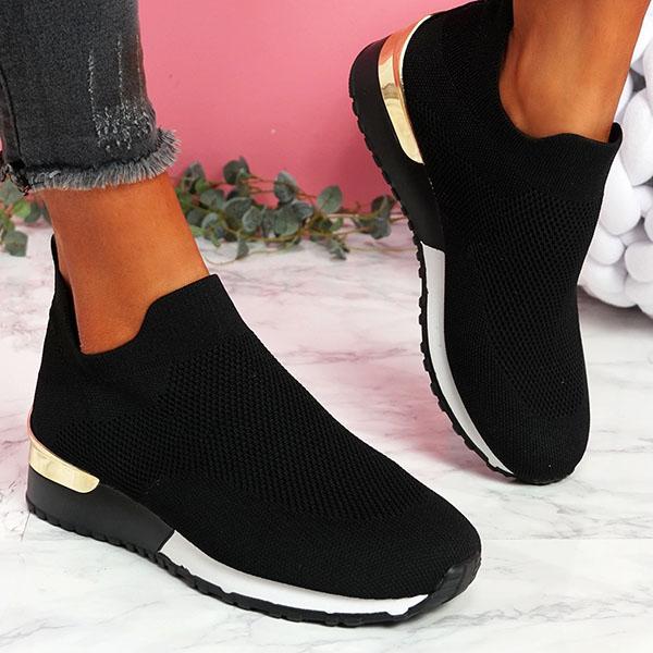 Women's Orthopedic Sneakers in Black - Comfortable Walking Shoes with Arch Support