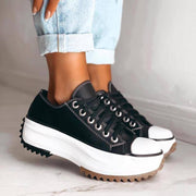 Women's Platform Sneakers in White - Stylish and Comfortable Mesh and Faux Leather Design