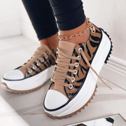 Women's Platform Sneakers in White - Stylish and Comfortable Mesh and Faux Leather Design