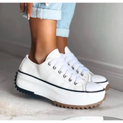 Women's Platform Sneakers in White - Stylish and Comfortable Mesh and Faux Leather Design