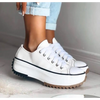 Women's Platform Sneakers in White - Stylish and Comfortable Mesh and Faux Leather Design