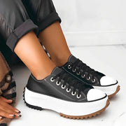 Women's Platform Sneakers in White - Stylish and Comfortable Mesh and Faux Leather Design