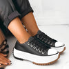 Women's Platform Sneakers in White - Stylish and Comfortable Mesh and Faux Leather Design