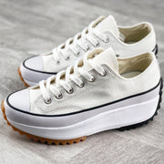 Women's Platform Sneakers in White - Stylish and Comfortable Mesh and Faux Leather Design