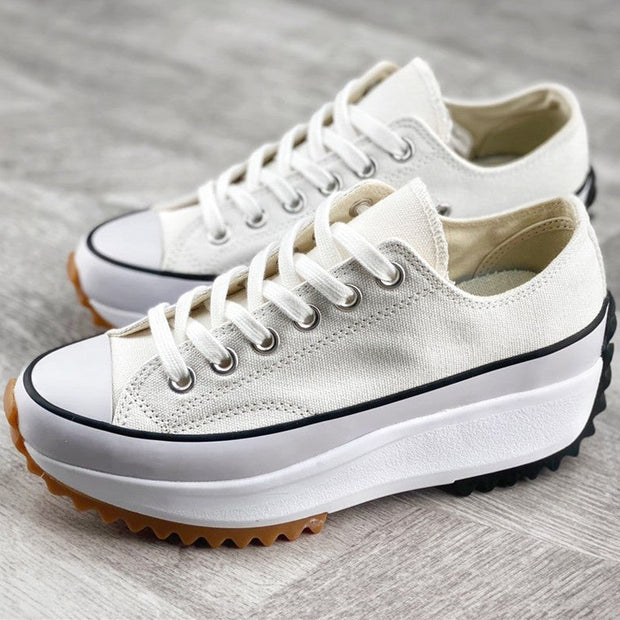 Women's Platform Sneakers in White - Stylish and Comfortable Mesh and Faux Leather Design