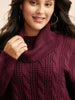 Women's Pullover Sweater Beige Size M 100% Acrylic Cable Knit Turtleneck 4