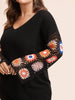 Women's Pullover Sweater Floral Embroidered Size M Cotton 3