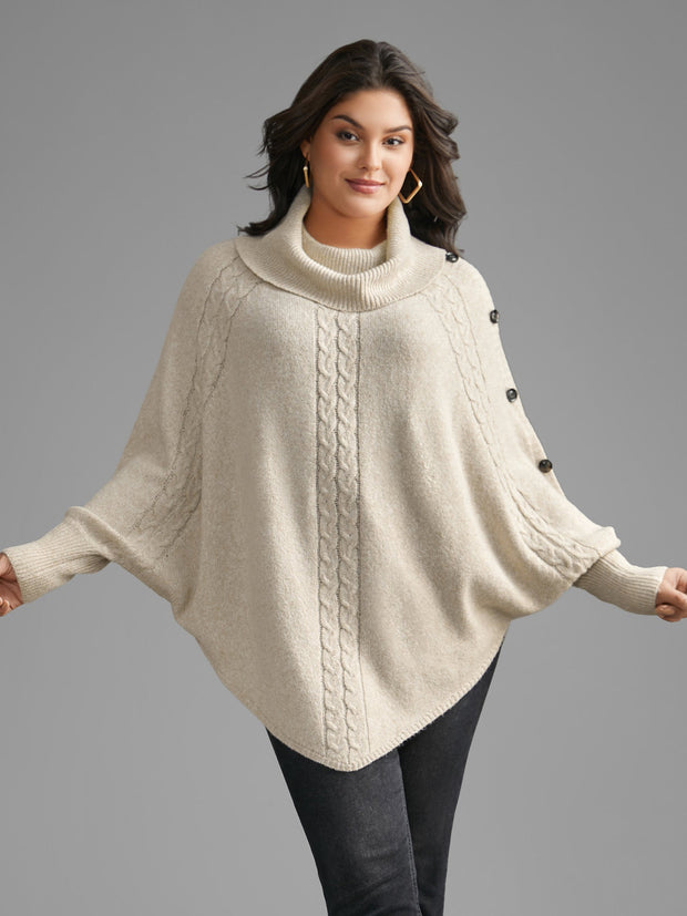 Women's Pullover Turtleneck Cream Size M Cable Knit 10