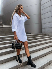 Women's Shirt Dress in Premium Polyester Blend with Slight Stretch – Versatile and Comfortable for All Occasions-Cramta