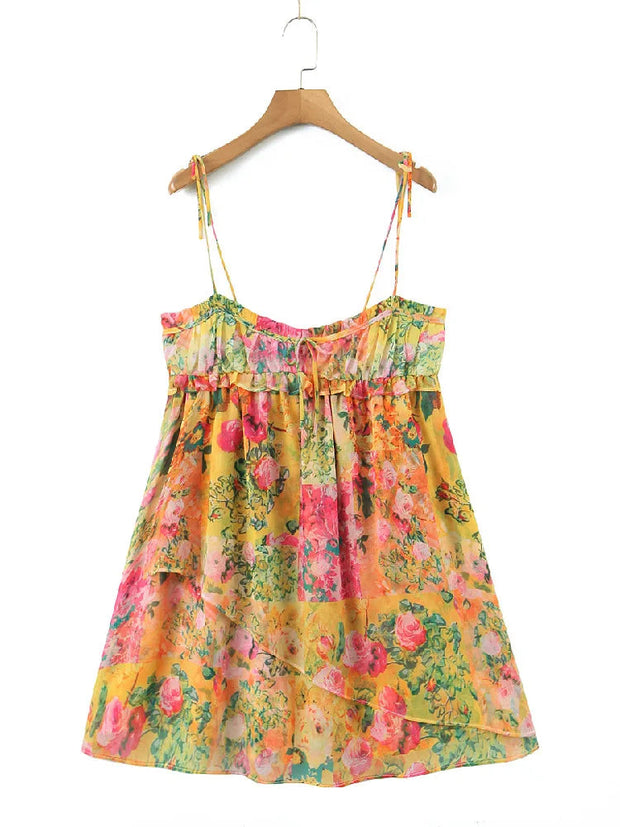 Women's Spaghetti Strap Mini Dress – Chic Summer Dress in Premium Polyester for Casual and Evening Wear-Cramta