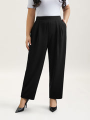 Women's Straight Leg Pants Black Size M Stretchy Polyester Spandex 0