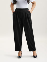 Women's Straight Leg Pants Black Size M Stretchy Polyester Spandex 2