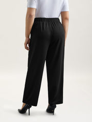 Women's Straight Leg Pants Black Size M Stretchy Polyester Spandex 3