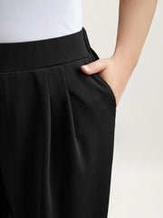 Women's Straight Leg Pants Black Size M Stretchy Polyester Spandex 4