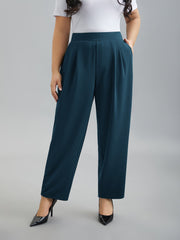Women's Straight Leg Pants Black Size M Stretchy Polyester Spandex 8