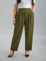 Women's Straight Leg Pants Black Size M Stretchy Polyester Spandex 9