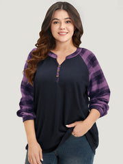 Women's Sweatshirt Plaid Size M Cotton Relaxed Fit 0