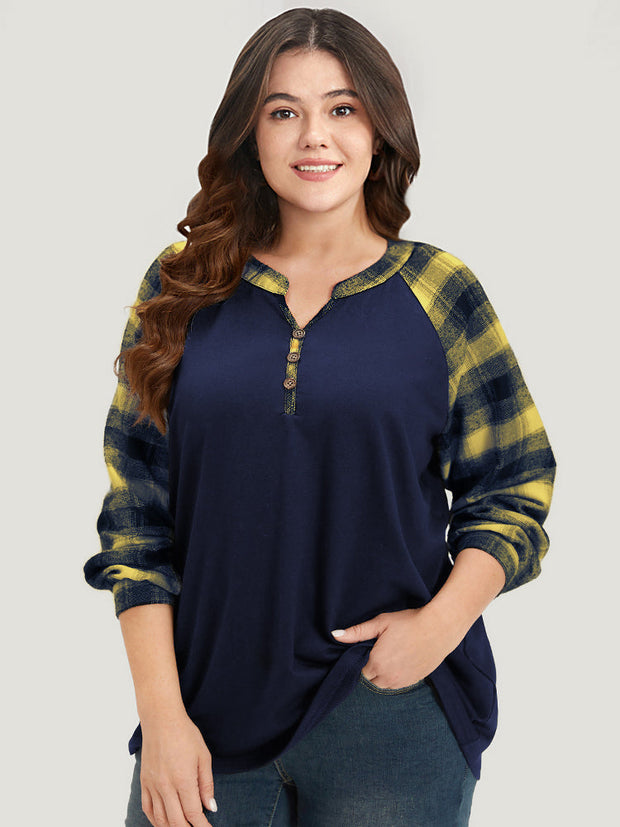 Women's Sweatshirt Plaid Size M Cotton Relaxed Fit 10
