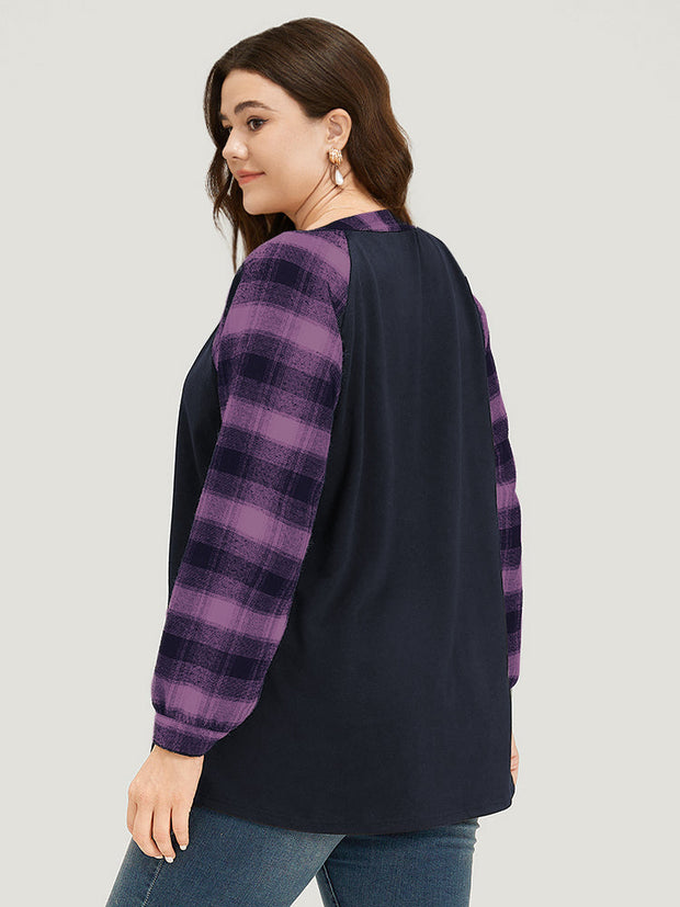Women's Sweatshirt Plaid Size M Cotton Relaxed Fit 2