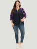 Women's Sweatshirt Plaid Size M Cotton Relaxed Fit 3