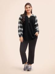 Women's Sweatshirt Plaid Size M Cotton Relaxed Fit 5