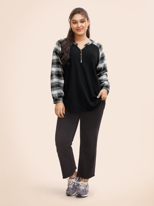 Women's Sweatshirt Plaid Size M Cotton Relaxed Fit 5