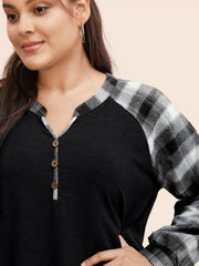 Women's Sweatshirt Plaid Size M Cotton Relaxed Fit 6
