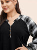 Women's Sweatshirt Plaid Size M Cotton Relaxed Fit 6