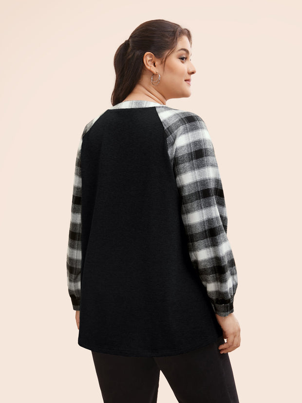 Women's Sweatshirt Plaid Size M Cotton Relaxed Fit 7