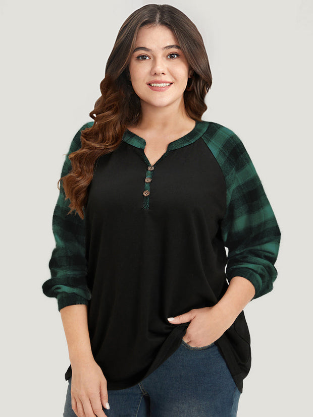 Women's Sweatshirt Plaid Size M Cotton Relaxed Fit 9
