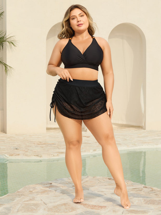 Women's Swim Bottoms Black Size M Lace Adjustable Coverage 3
