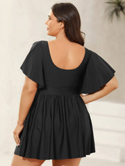 Women's Swim Dress Blue Size M Polyester with Ruffled Sleeves 3