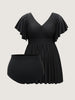 Women's Swim Dress Blue Size M Polyester with Ruffled Sleeves 4