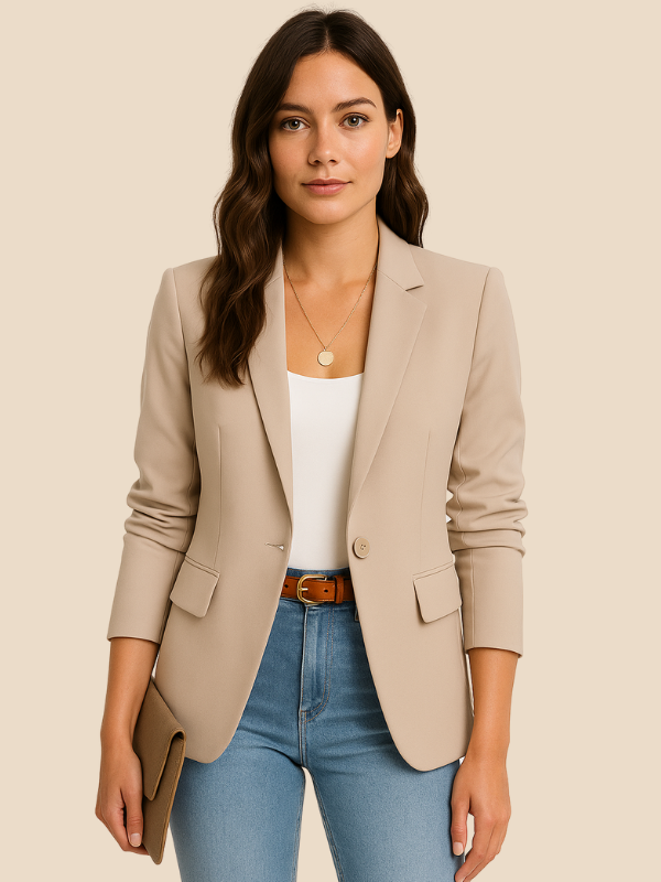 Women's Tailored Blazer with Suede-Look Finish – Elegant Workwear and Casual Chic