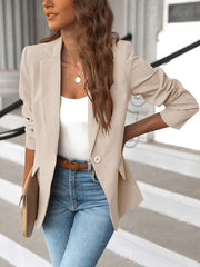 Women's Tailored Blazer with Suede-Look Finish – Elegant Workwear and Casual Chic