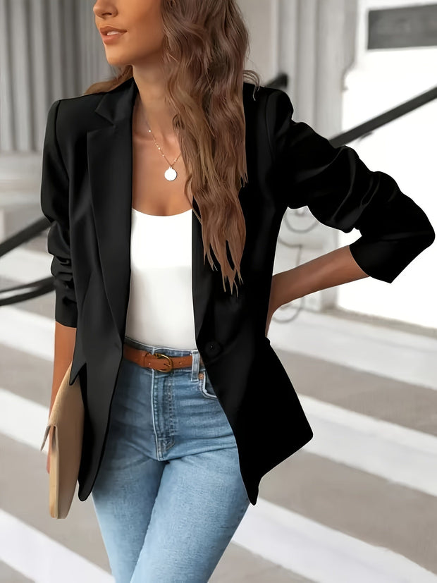 Women's Tailored Blazer with Suede-Look Finish – Elegant Workwear and Casual Chic