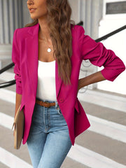 Women's Tailored Blazer with Suede-Look Finish – Elegant Workwear and Casual Chic
