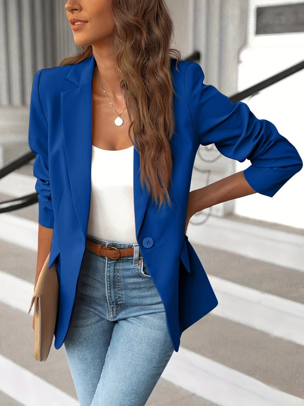 Women's Tailored Blazer with Suede-Look Finish – Elegant Workwear and Casual Chic
