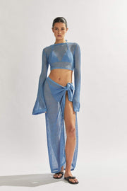 Women's White Sarong Dress with Backless Design and Flare Sleeves – Perfect for Summer Beach and Casual Events
