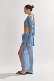 Women's White Sarong Dress with Backless Design and Flare Sleeves – Perfect for Summer Beach and Casual Events