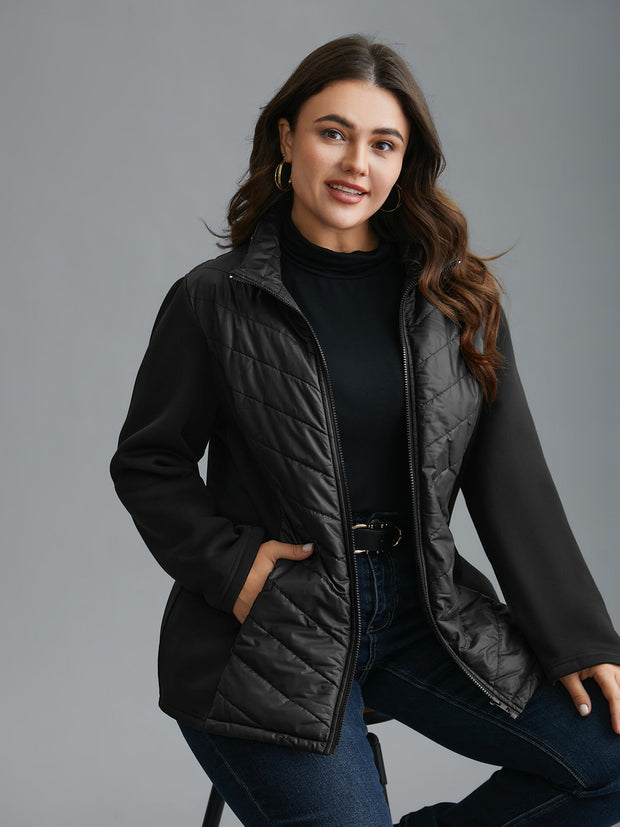Women's Zipper Coat Black Size M Polyester 7