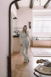 Womens Lounge Set - Crop Top and Flared Pants, Soft-Stretch Loungewear Set for Comfort and Style